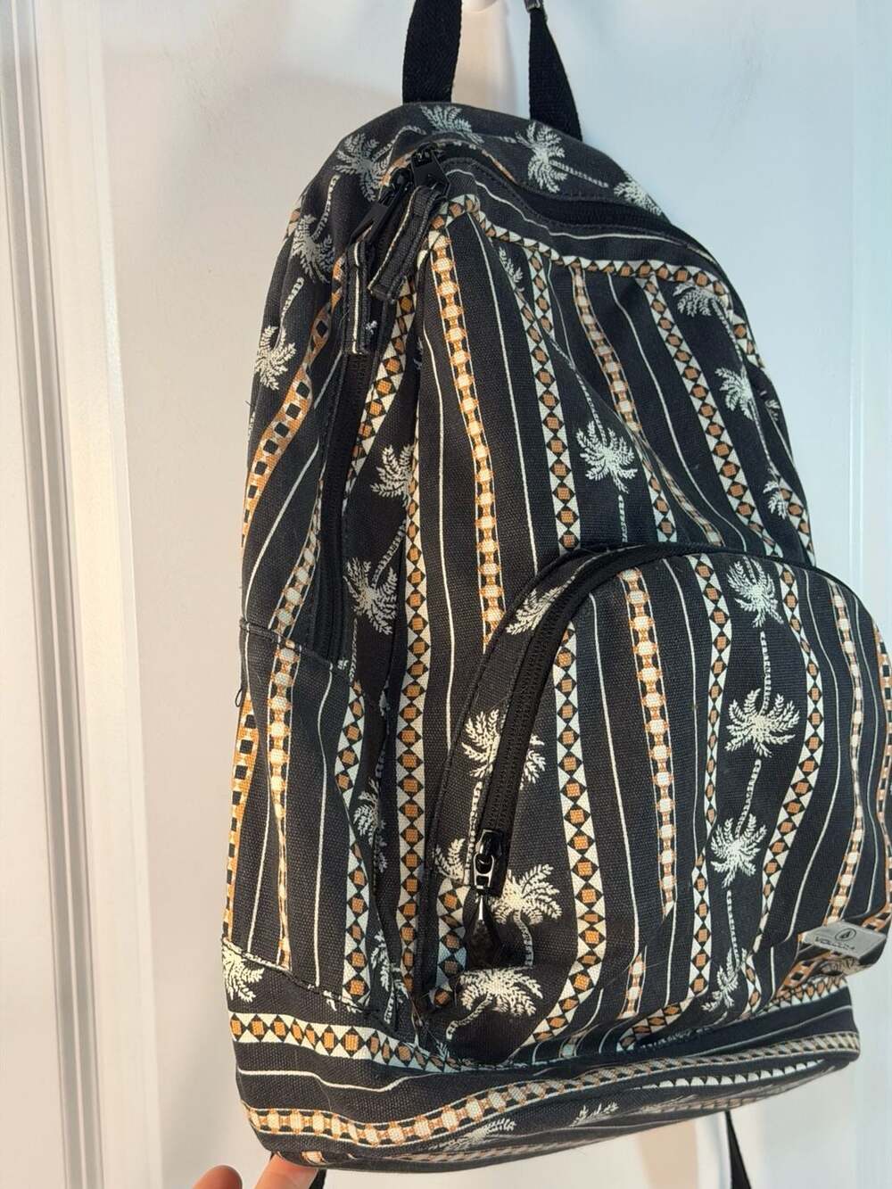 Volcom Schoolyard Canvas Backpack Palm Tree Stripe Print - Picture 3 of 5
